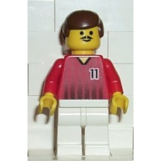 soc090 Soccer Player Red-White Team with shirt 11 